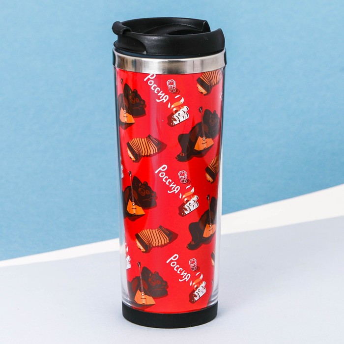 Термостакан, металлическая колба, сменная вставка "Россия", 350 мл