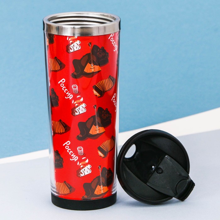 Термостакан, металлическая колба, сменная вставка "Россия", 350 мл