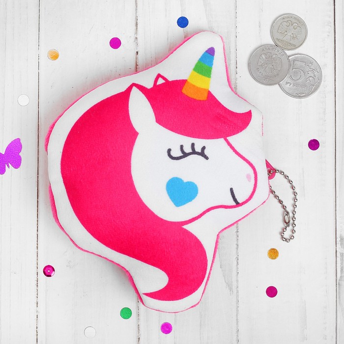 Мягкий кошелёк "Единорожка" сердечко в щёчке