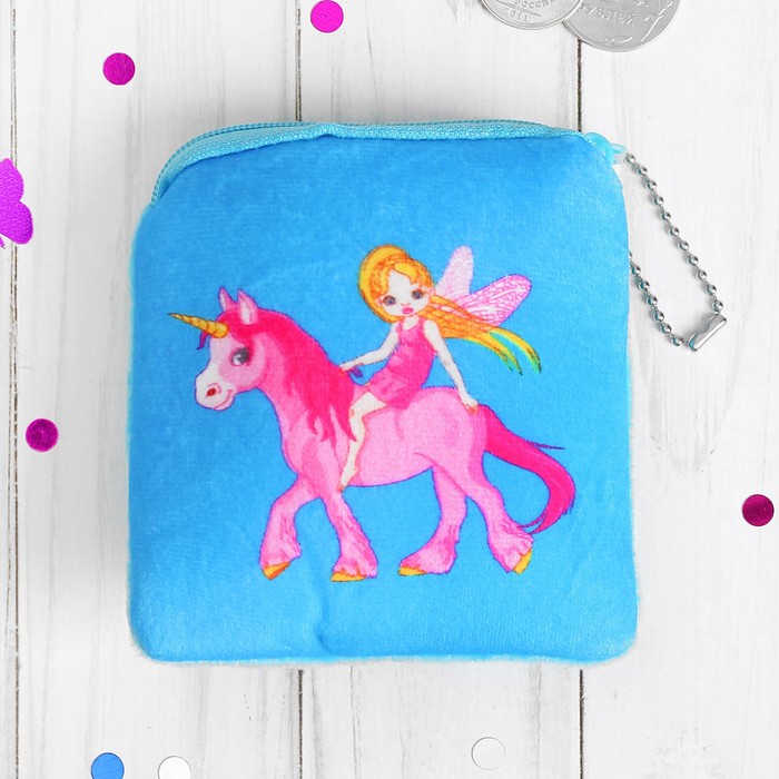 Мягкий кошелёк "Единорог" квадратный, виды микс