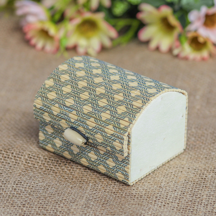 Шкатулка соломка "Узоры" 5,5х7х8 см