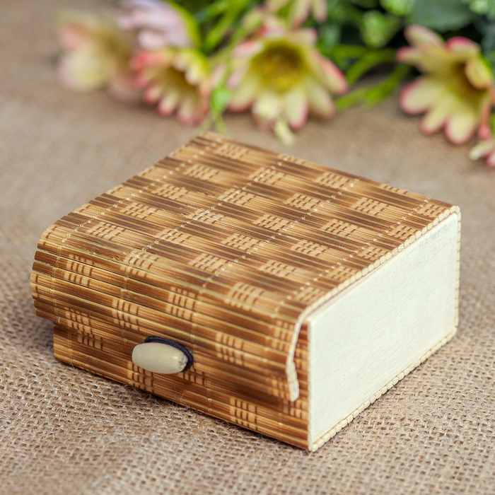 Шкатулка соломка "Плетёнка" 4,5х9х8,5 см