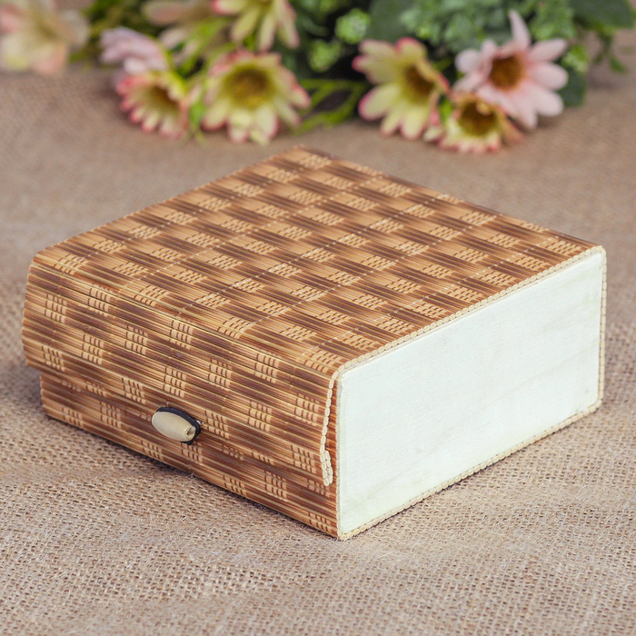 Шкатулка соломка "Плетёнка" 6х13х13 см