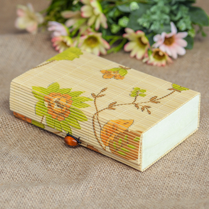 Шкатулка соломка "Подсолнух" 5х18х11 см