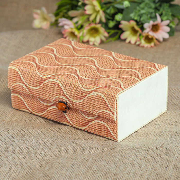 Шкатулка соломка "Волна" 6,5х18х12 см