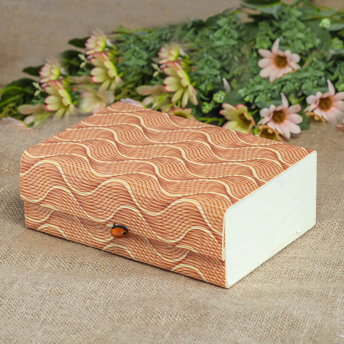 Шкатулка соломка "Волна" 7,5х21х14,5 см