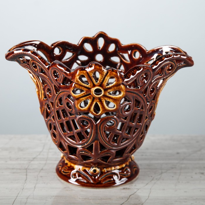 Ваза для конфет "Тюльпан" коричневая