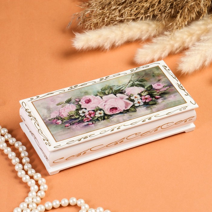 Шкатулка - купюрница «Нежность», белая, 8,5×17 см, лаковая миниатюра шкатулка купюрница розы красная 8 5×17 см лаковая миниатюра