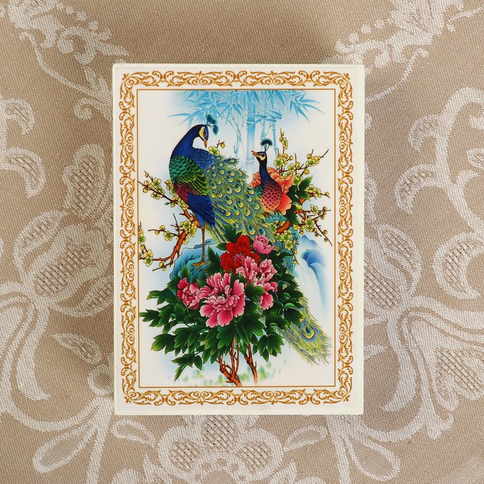 Шкатулка «Павлины», белая, 10×14 см, лаковая миниатюра