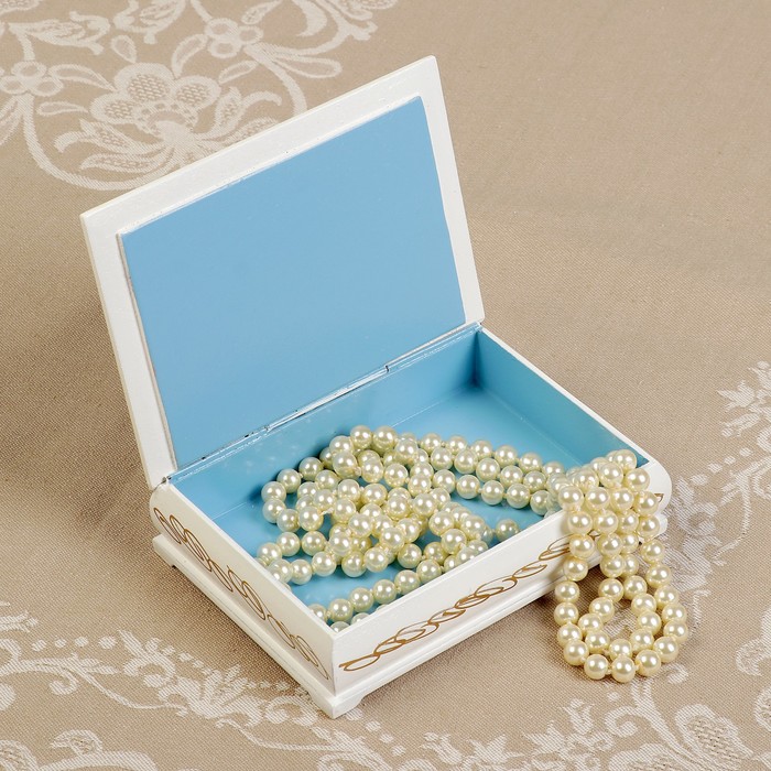 Шкатулка «Павлины», белая, 10×14 см, лаковая миниатюра