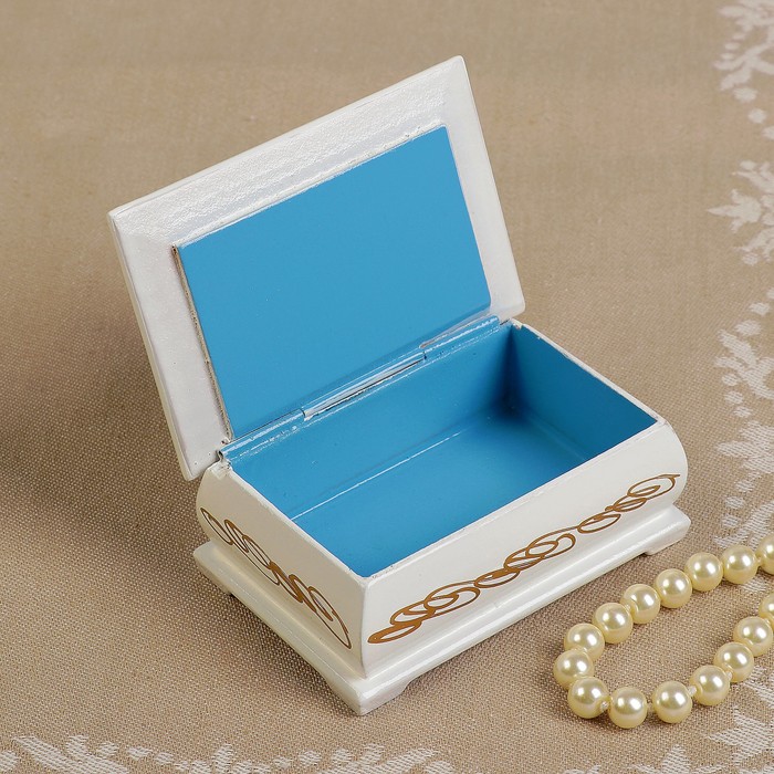 Шкатулка «Букет цветов в вазе», белая, 6×9 см, лаковая миниатюра