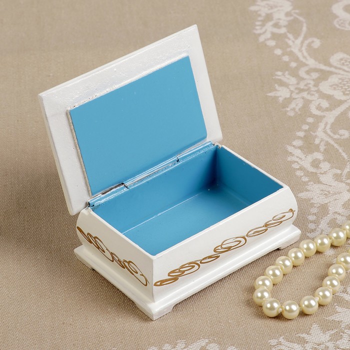 Шкатулка «Зимняя деревня», белая, 6×9 см, лаковая миниатюра