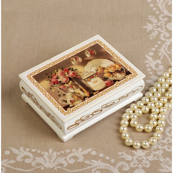 Шкатулка «Цветочная кухня», белая, 8×10,5 см, лаковая миниатюра