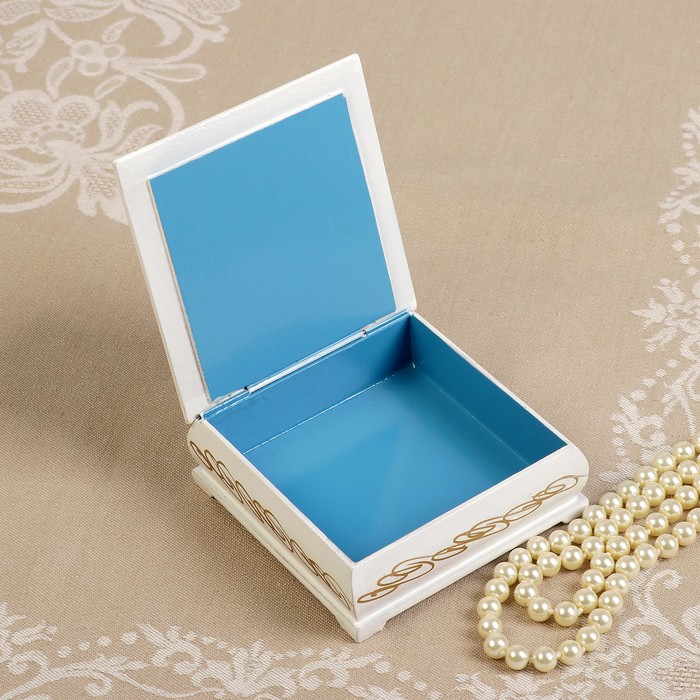 Шкатулка «Птички у скворечника», белая, 10×10 см, лаковая миниатюра