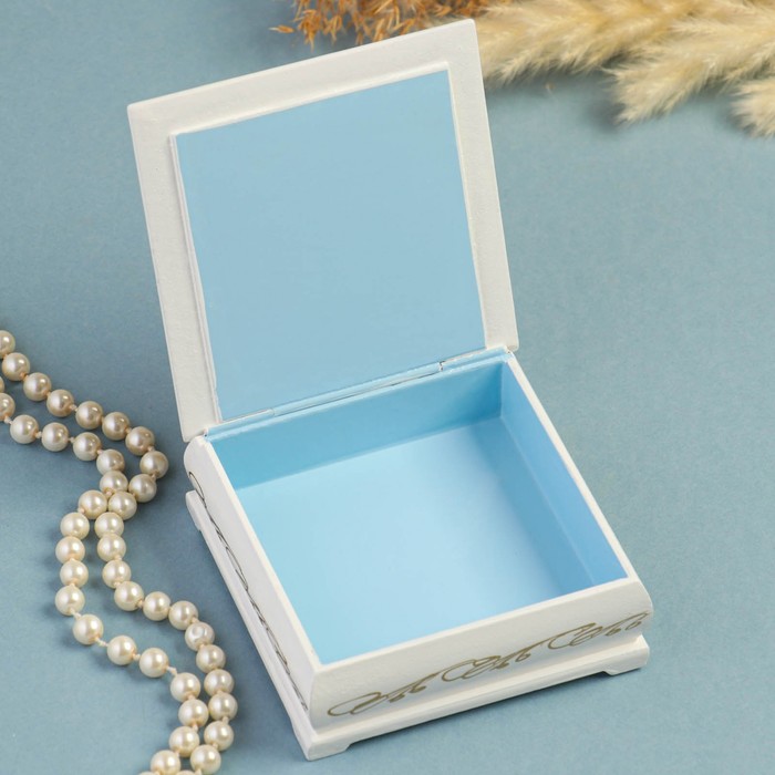 Шкатулка «Букет цветов в вазе», белая, 10×10 см, лаковая миниатюра