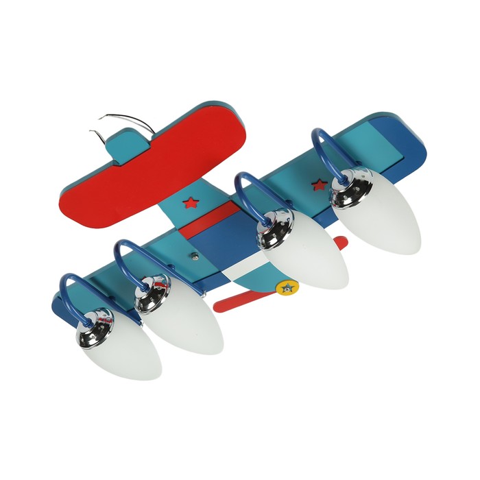 Люстра "Планер" 4x40Вт E27 голубой 60x43x16см