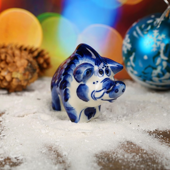 Сувенир «Кабан Хрю», 6 см, гжель