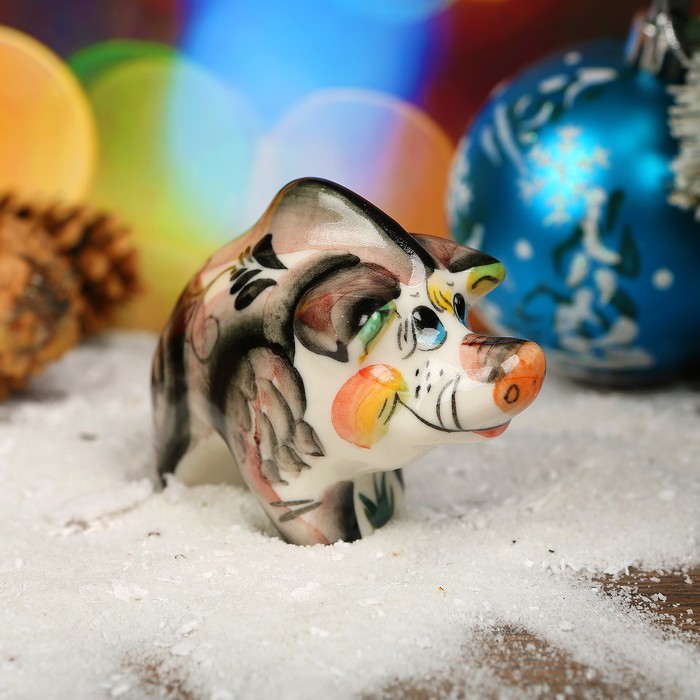 Сувенир «Кабан Хрю», 6 см, гжель, цвет