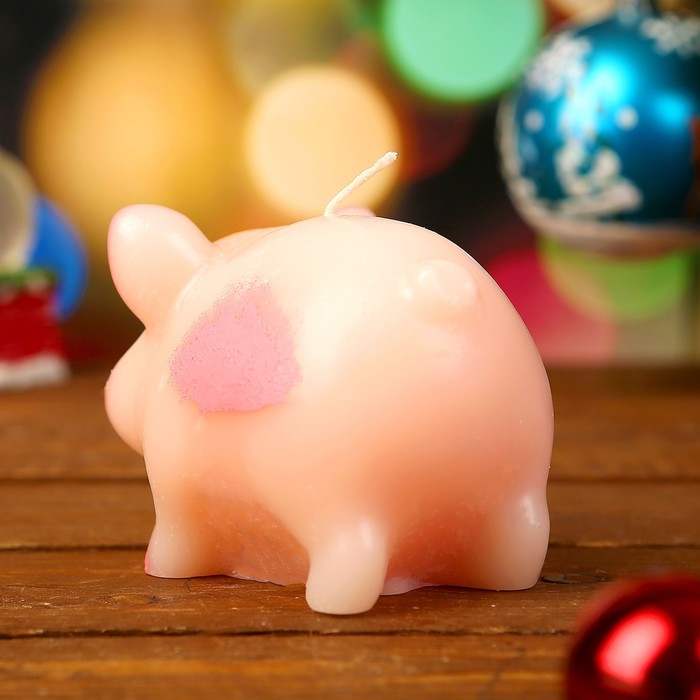 Свеча декоративная "Поросёнок Нуф-Нуф" с росписью, розовая