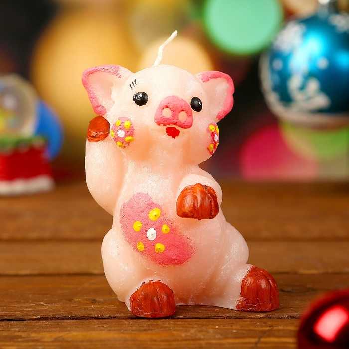 Свеча декоративная "Поросёнок Нуф-Нуф" микс