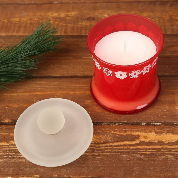 Свеча парафиновая в стекле "Новогодняя" красная, 9,7х9,3х5,5см
