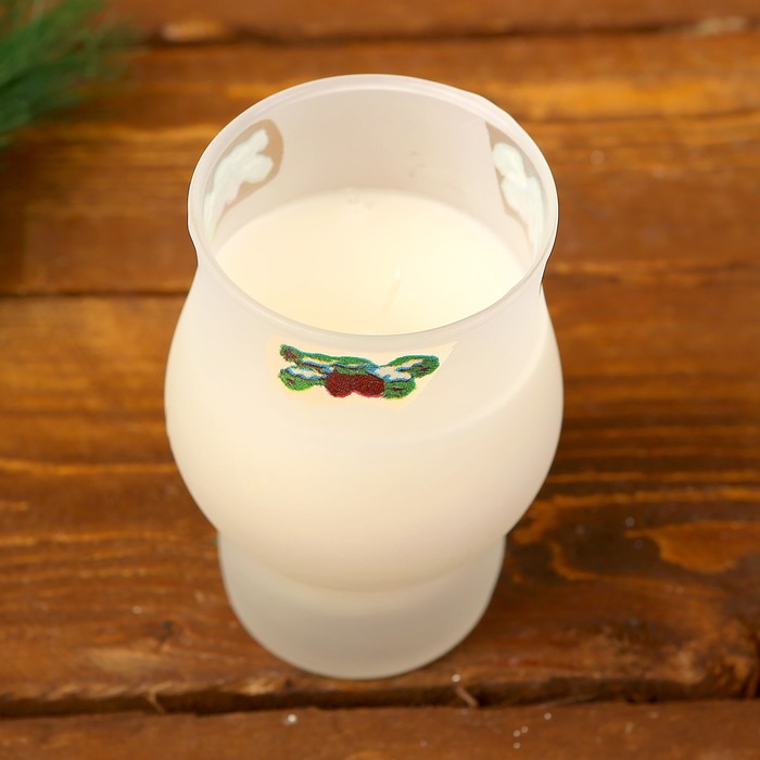 Свеча парафиновая в стекле "Новогодняя" белая, 7,5×10,8см