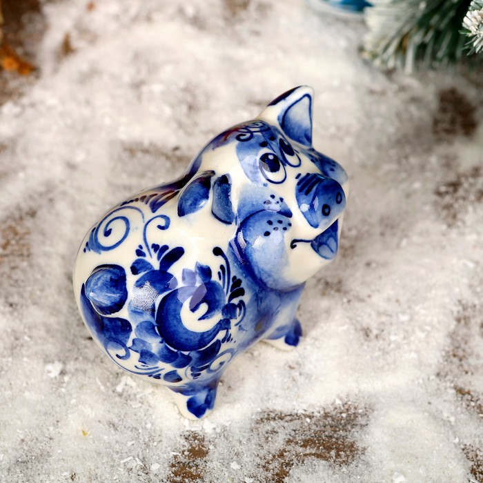 Сувенир «Свинка Фани», 7 см, гжель