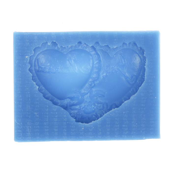 Молд силикон для полимерной глины "Двойное сердце" 3,5х5 см