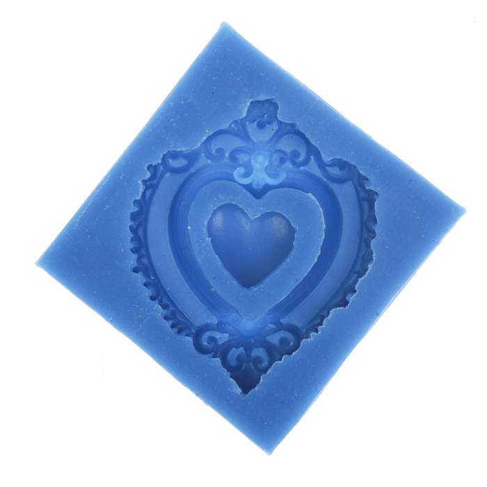 Молд силикон для полимерной глины "Рамка сердцем и сердце" рамка 6х5 см