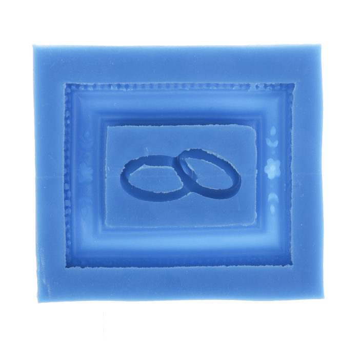 Молд силикон д/полимерной глины "Прямоугольная рамка и два кольца" 6х4,7 см,кольца 3х1,5 см