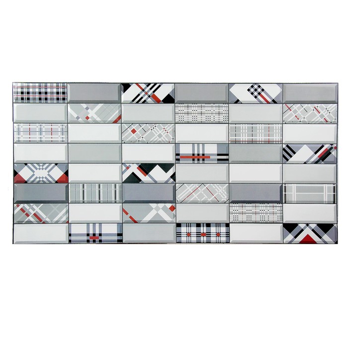 Панель ПВХ Плитка "Импровизация красная", 957*477*0,4мм