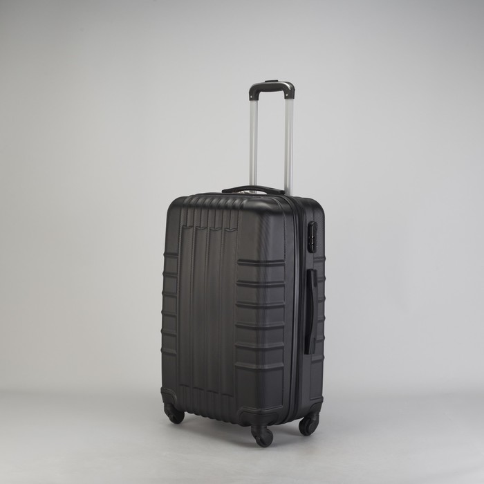 Чемодан средний "Сетка" 24", отдел на молнии, кодовый замок, 4 колеса, цвет чёрный