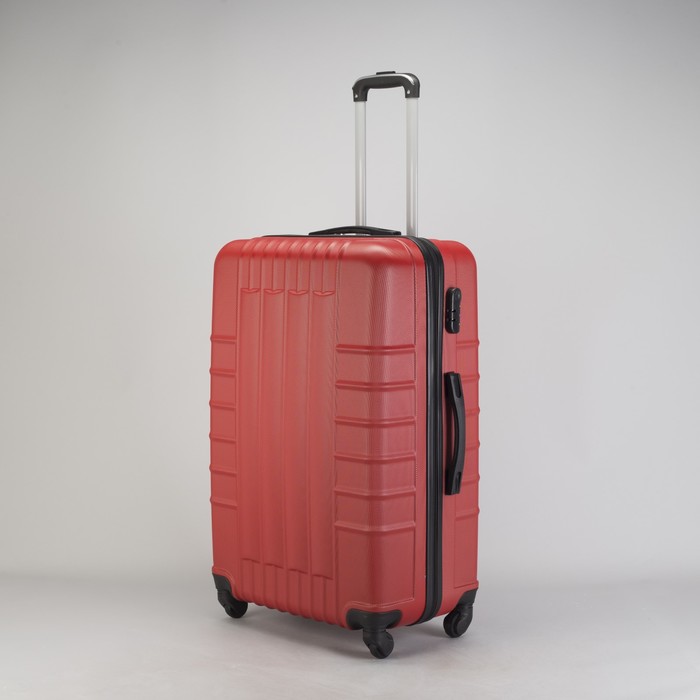 Чемодан большой "Сетка" 28", отдел на молнии, кодовый замок, 4 колеса, цвет красный