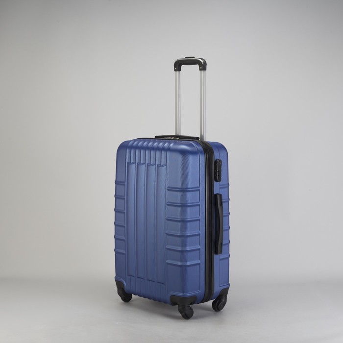 Чемодан средний "Сетка" 24", отдел на молнии, кодовый замок, 4 колеса, цвет синий