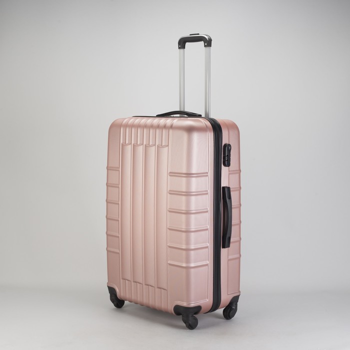 Чемодан большой "Сетка" 28", отдел на молнии, кодовый замок, 4 колеса, цвет пудровый