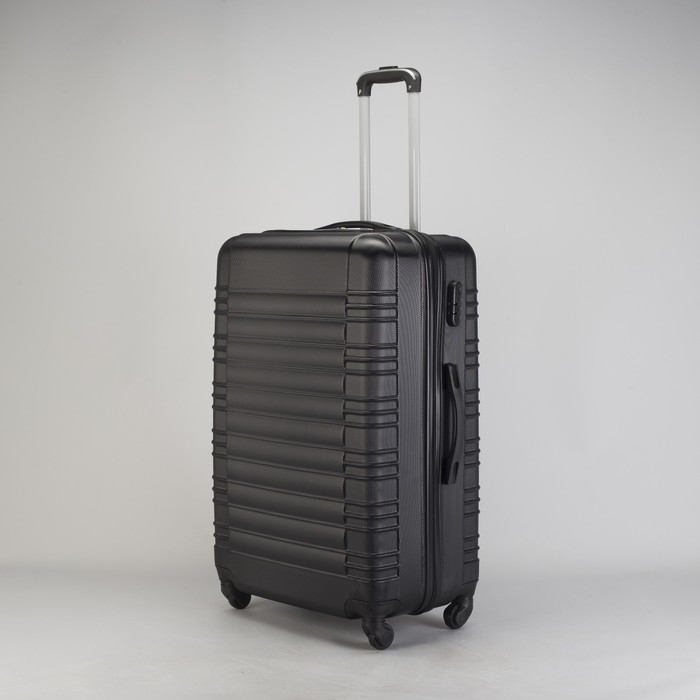 Чемодан большой "Плетение" 28", отдел на молнии, кодовый замок, 4 колеса, цвет чёрный