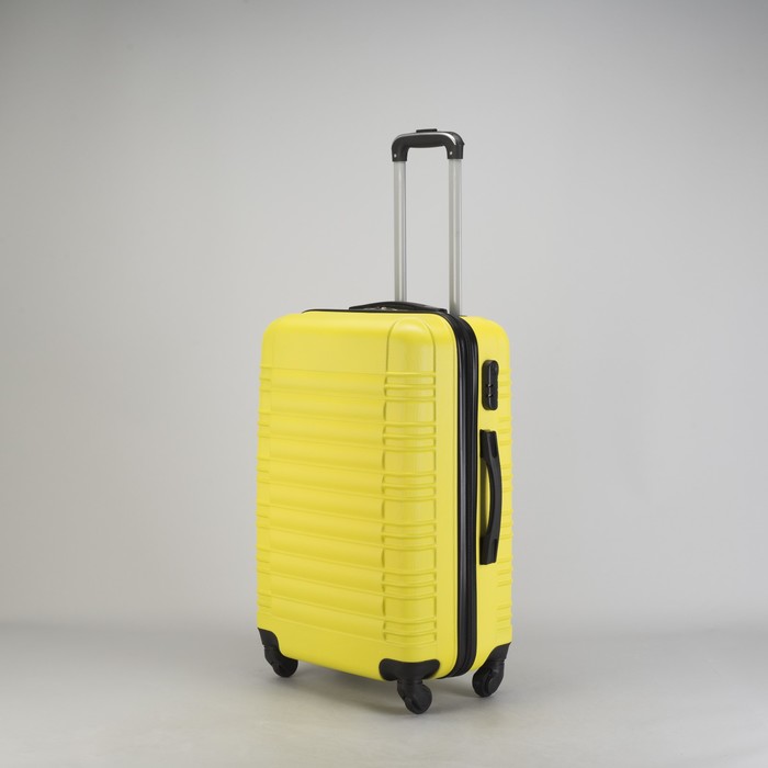 Чемодан средний "Плетение" 24", отдел на молнии, кодовый замок, 4 колеса, цвет жёлтый