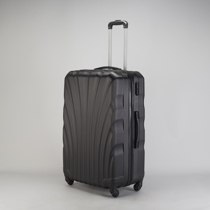 Чемодан большой "Ракушка" 28", отдел на молнии, кодовый замок, 4 колеса, цвет чёрный