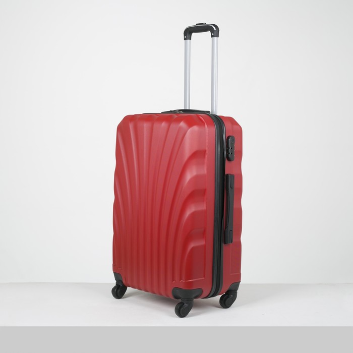 Чемодан средний "Ракушка" 24", отдел на молнии, кодовый замок, 4 колеса, цвет красный