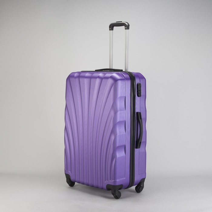 Чемодан большой "Ракушка" 28", отдел на молнии, кодовый замок, 4 колеса, цвет фиолетовый