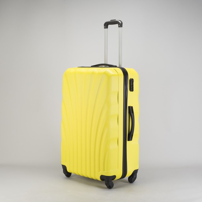 Чемодан большой "Ракушка" 28", отдел на молнии, кодовый замок, 4 колеса, цвет жёлтый
