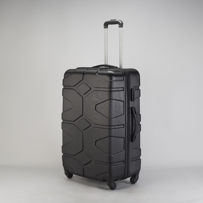 Чемодан большой "Доспехи" 28", отдел на молнии, кодовый замок, 4 колеса, цвет чёрный