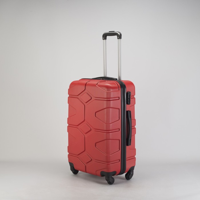 Чемодан средний "Доспехи" 24", отдел на молнии, кодовый замок, 4 колеса, цвет красный