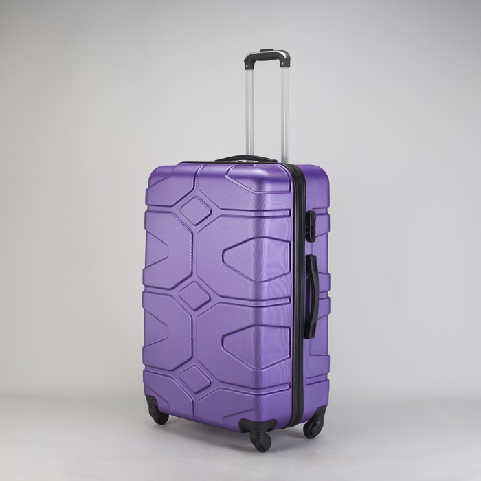 Чемодан большой "Доспехи" 28", отдел на молнии, кодовый замок, 4 колеса, цвет фиолетовый