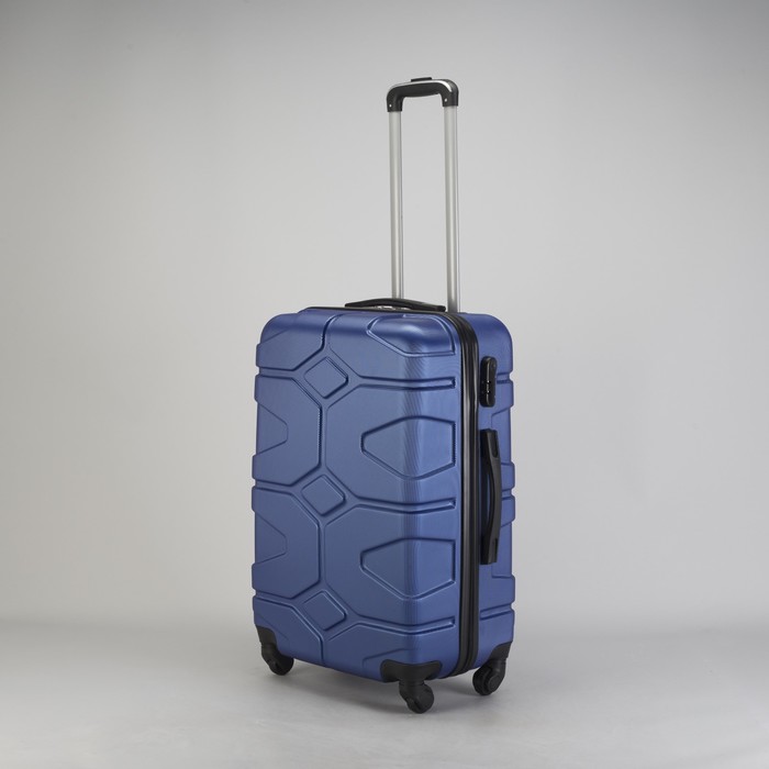 Чемодан средний "Доспехи" 24", отдел на молнии, кодовый замок, 4 колеса, цвет синий