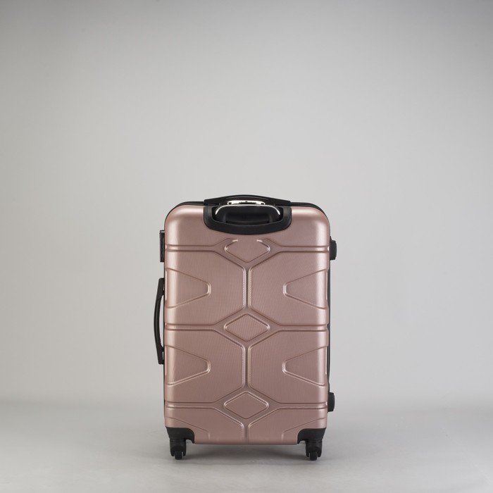 Чемодан средний "Доспехи" 24", отдел на молнии, кодовый замок, 4 колеса, цвет пудровый