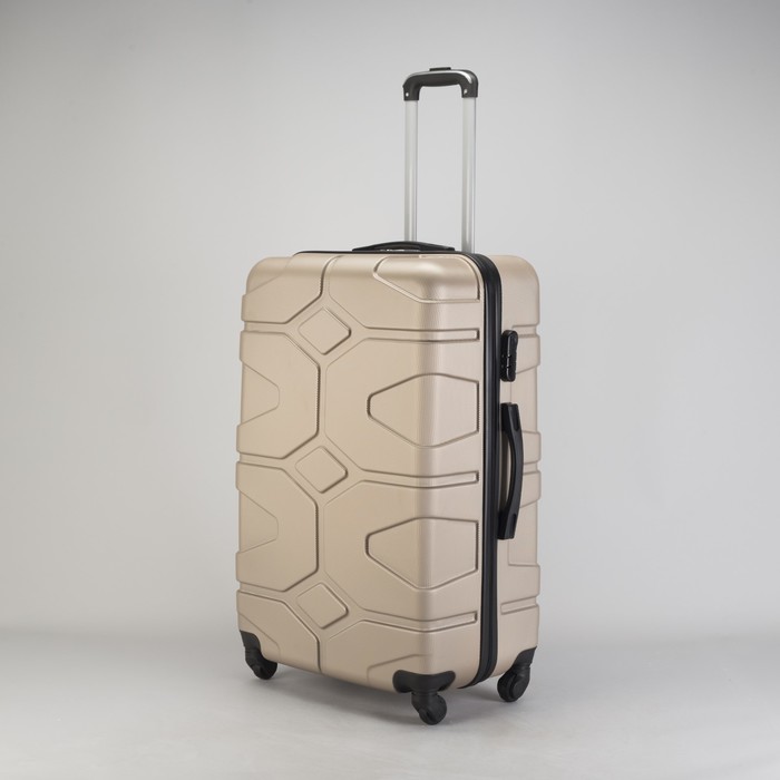 Чемодан большой "Доспехи" 28", отдел на молнии, кодовый замок, 4 колеса, цвет бежевый
