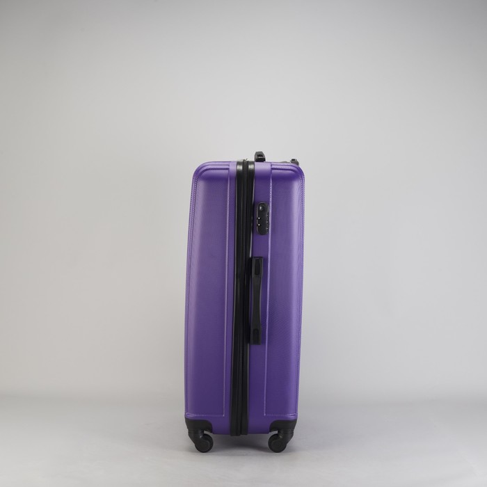 Чемодан большой "Полосы" 28", отдел на молнии, кодовый замок, 4 колеса, цвет фиолетовый