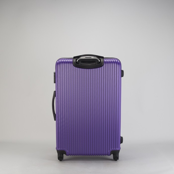 Чемодан большой "Полосы" 28", отдел на молнии, кодовый замок, 4 колеса, цвет фиолетовый