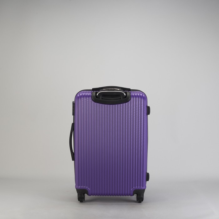 Чемодан средний "Полосы" 24", отдел на молнии, кодовый замок, 4 колеса, цвет фиолетовый